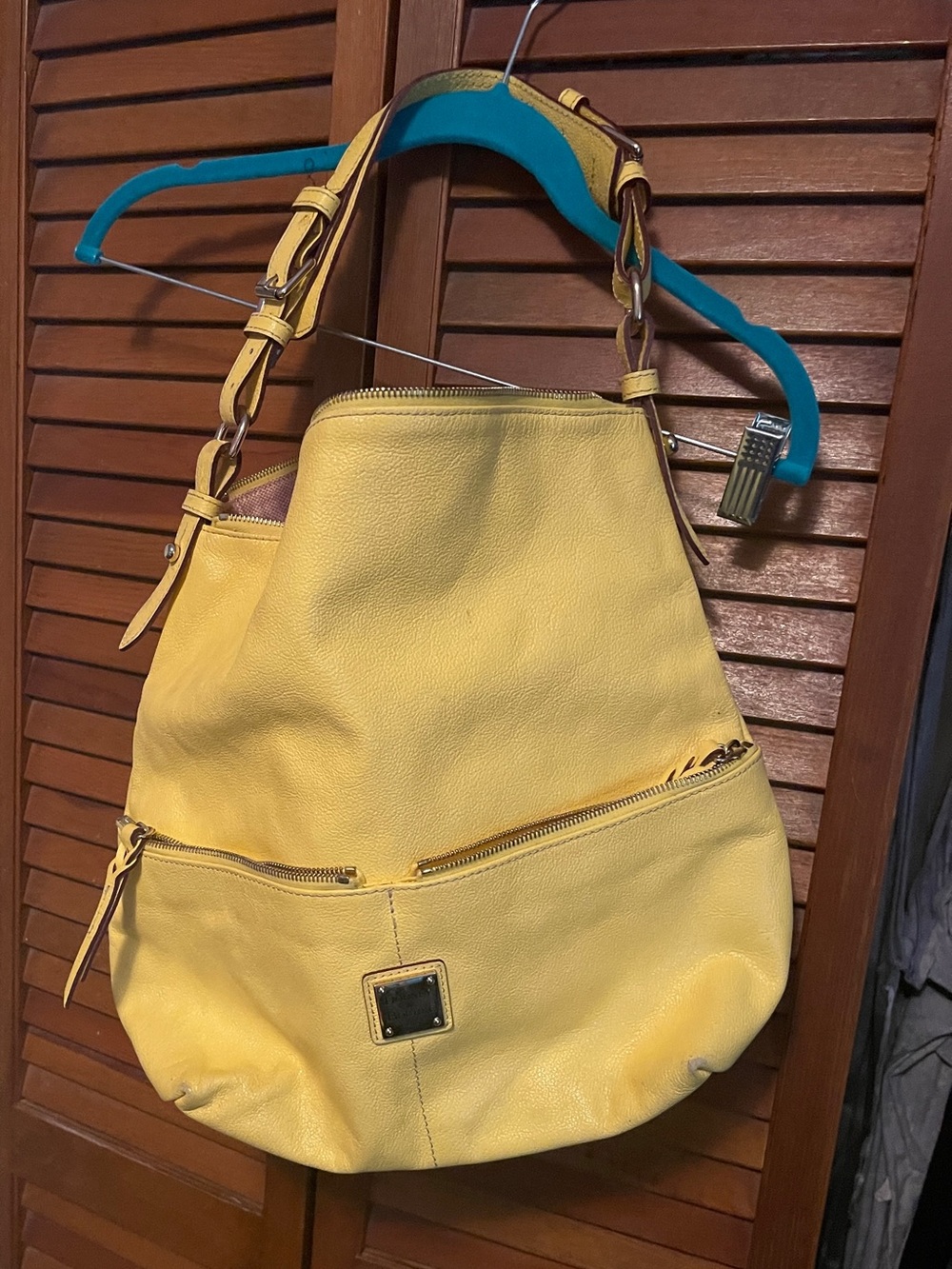 Dooney & Bourke Yellow Leather Hobo Shoulder Bag